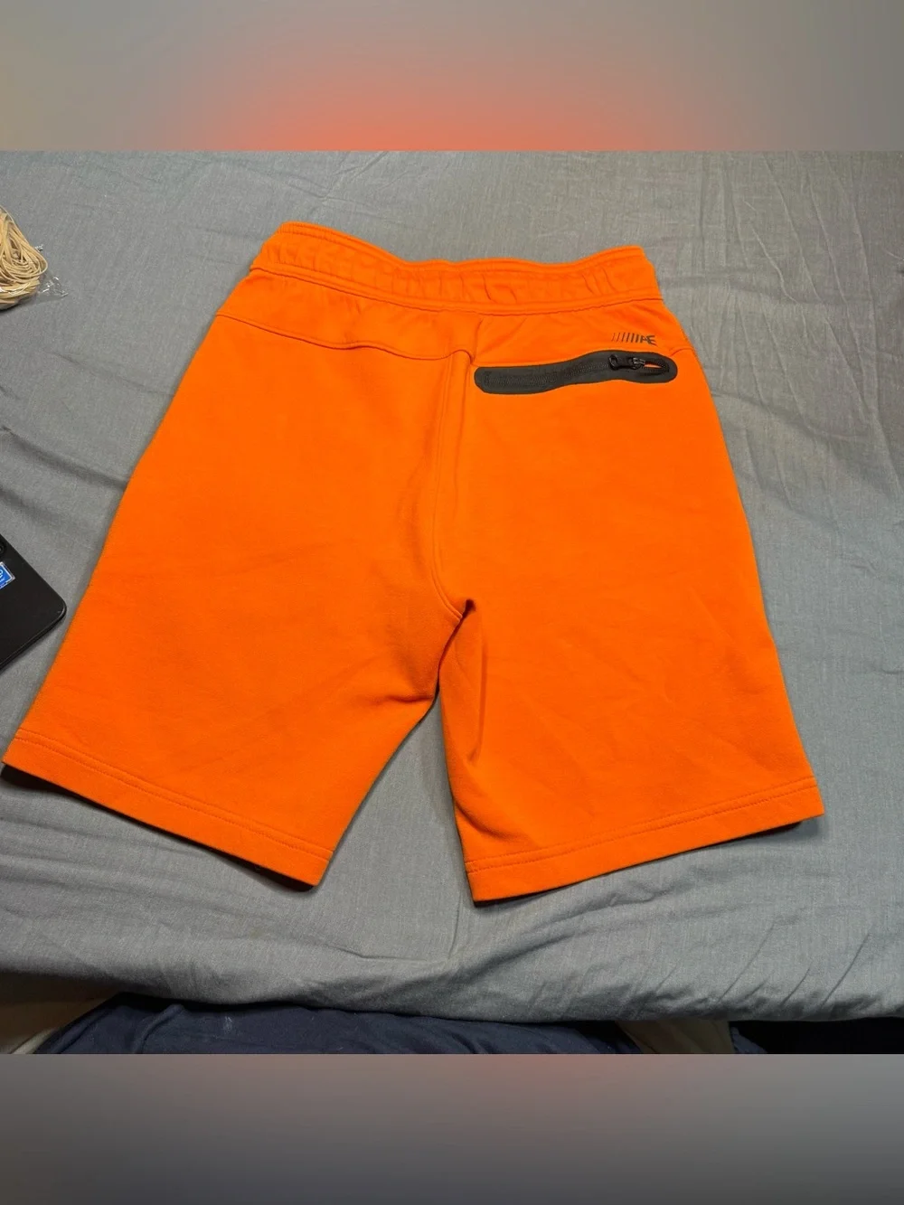 American Eagle Outfitters Men's Bright Orange Athletic Shorts with Black Zips